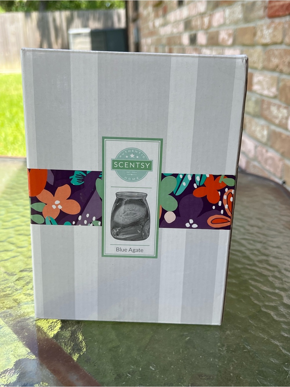 Scentsy Decorative Warmer Box with Purple Floral Band and Multicolor Accents